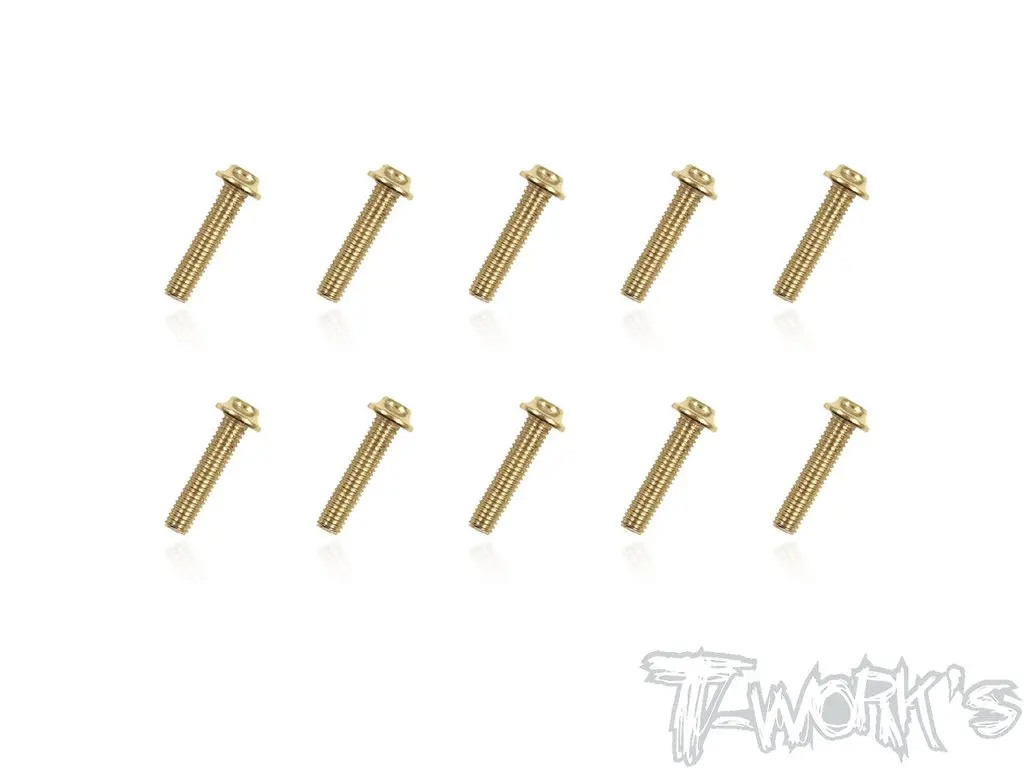 Gold Flanged Button Head Screw M3 X 16Mm - 10Pcs 1