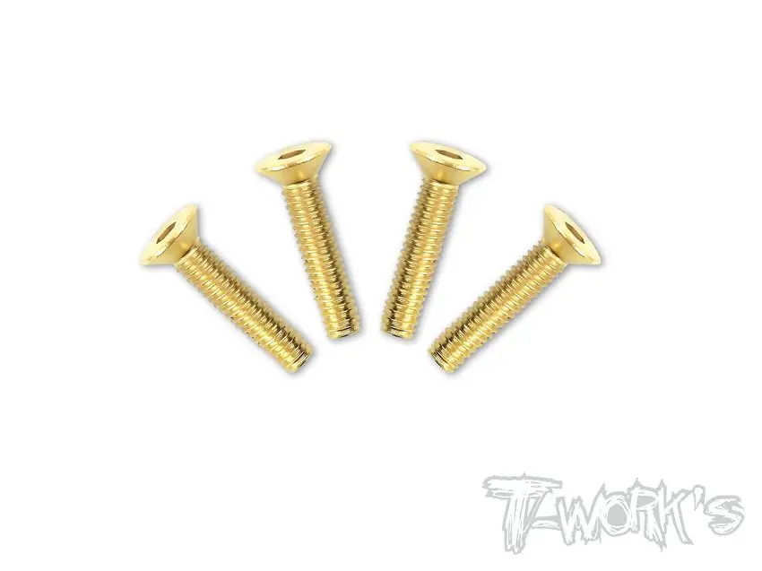 Gold Flat Head / Countersunk Screws M4 X 20Mm - 4Pcs 1