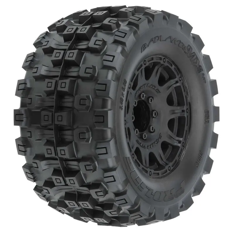 Proline Badlands 3.8In Belted Mx38 Mt Tyre On Raid Black Wheels W/ Removeable 17Mm Hex 2Pcs - Pro1016610 1