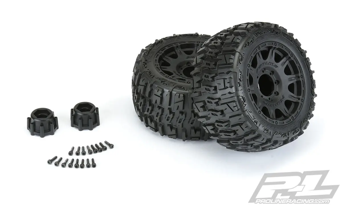 Proline Trencher 3.8In Tyres On Black Raid Wheels W/ Removeable 17Mm Hex Suit Maxx 2Pcs - Pro1017510 2