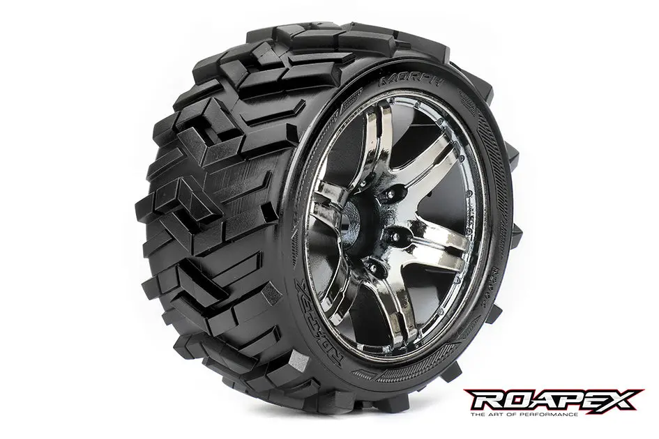 Roapex Morph 1:10 Stadium Truck Tyre On Black Chrome Wheel 2Pcs - R2004-Cb2 1