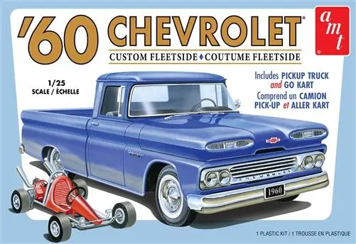 Amt 1960 Chevy Custom Fleetside Pickup W/ Go-Kart 1:25 - Amt1063 1