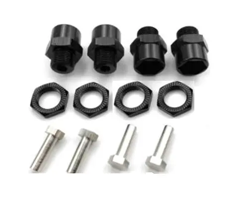 Rct 12 To 17Mm Hex Conversion Set 10Mm Extension Aluminium Black 4Pcs - Rctwh03b1 1