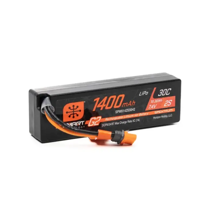 Spektrum 1400Mah 7.4V 2S 30C Smart G2 Lipo Battery W/ Ic2 -  Spmx142s30h2 1
