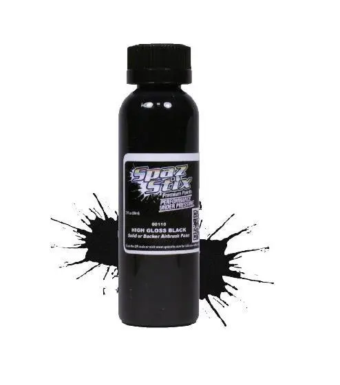 Spaz Stix High Gloss Steel Black Backer Airbrush Paint 2Oz - Szx00110 1