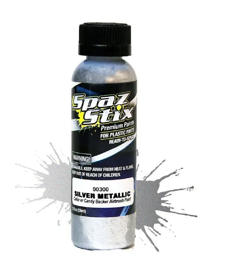 Spaz Stix Metallic Silver/ Candy Paint Backer Airbrush Paint 2Oz - Szx00300 1