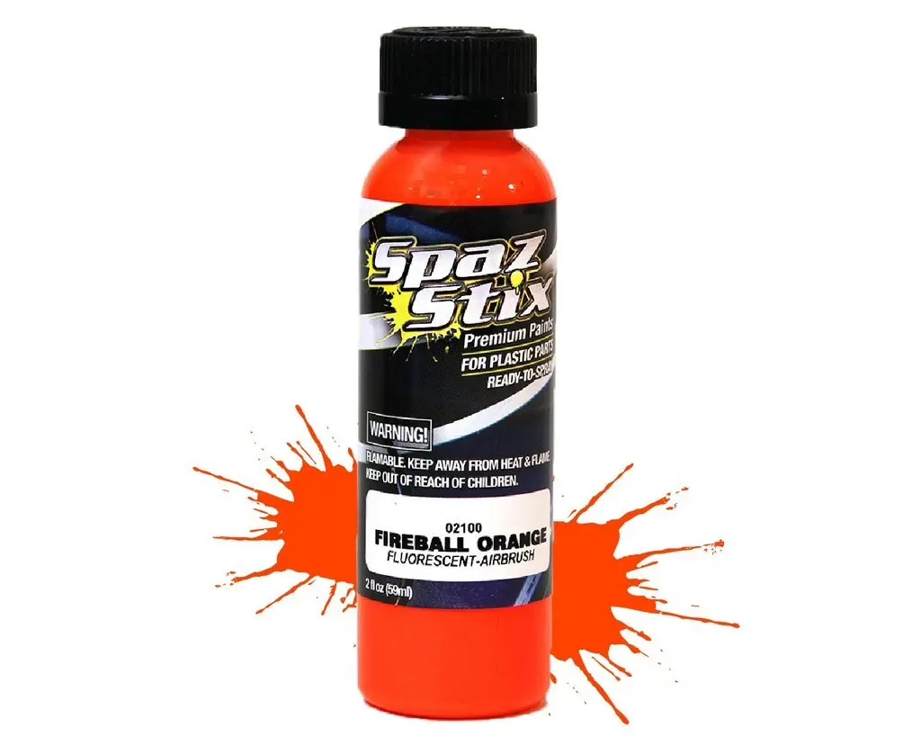 Spaz Stix Fireball Orange Fluorescent Airbrush Paint 2Oz - Szx02100 1