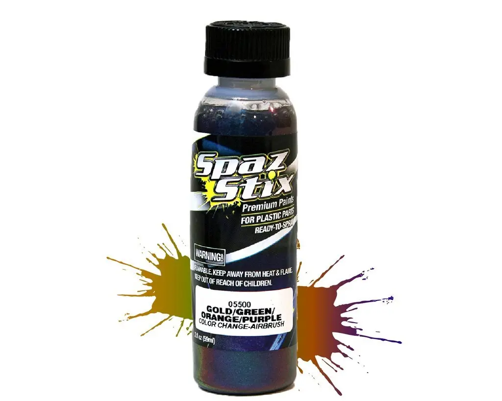 Spaz Stix Gold/ Green/ Orange/ Purple Colour Change Airbrush Paint 2Oz - Szx05500 1