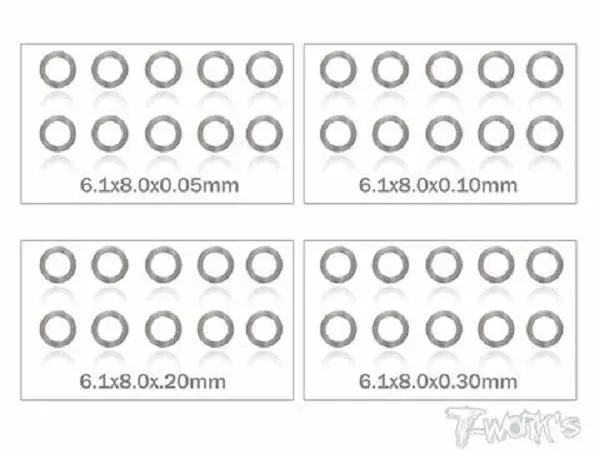 6Mm Shim Washer Set - 10Pcs Each 0.05/0.1/0.2/0.3Mm 1