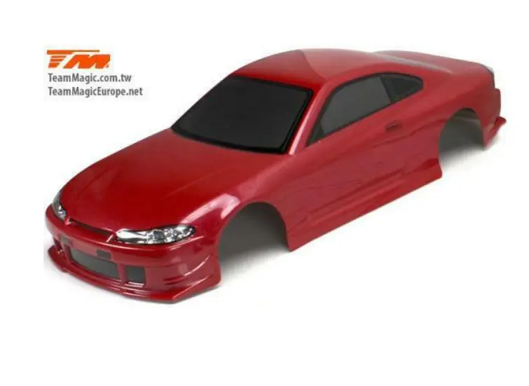 Team Magic E4d S15 Deep Pink/ Red Body Shell W/ Spoiler, Mirrors, Decals - Tm503319dpk 1