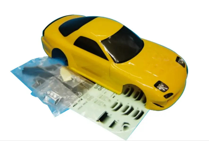 Team Magic E4d Rx7 Yellow Body Shell W/ Spoiler, Decals, Mirrors - Tm503321ya 1