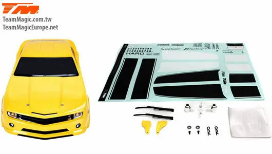 Team Magic Camaro Yellow Body Shell With Decals, Mirrors And Wipers - Tm503323ya 1