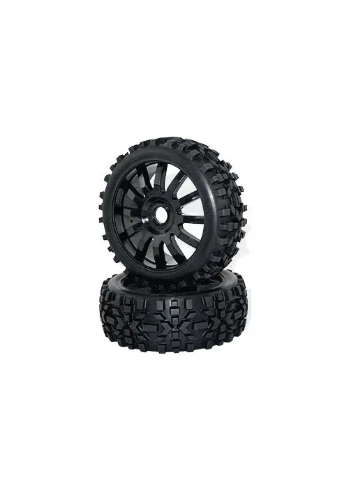 Vision 1:8 Buggy Badlands Tyre On 12-Spoke Black Wheel 2Pcs - Vskt676008b 1