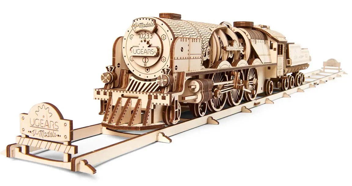 Ugears V-Express Steam Train & Tender - 70058 1