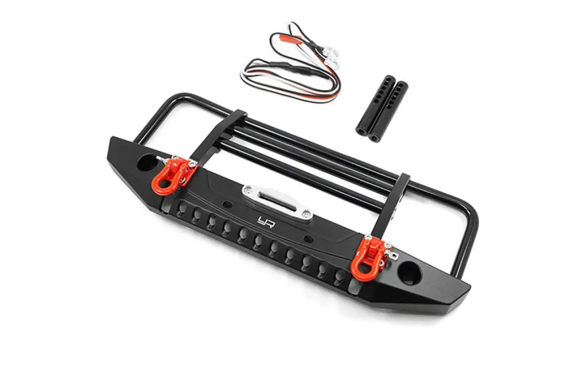 Yeah Racing Fr Bumper Black Aluminium W/ Leds Suits Trx-4 & Scx10 - Yea-Trx4-032Bk 1
