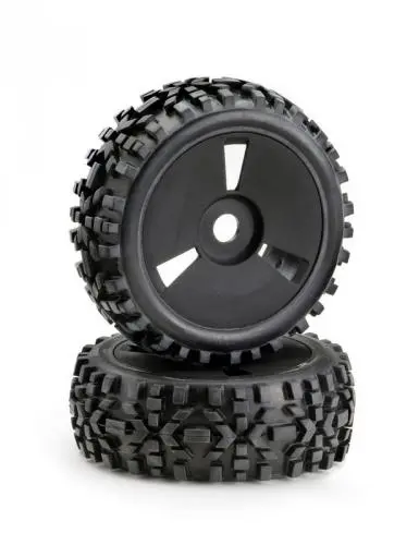 Absima 1:8 Buggy All Terrain Tyre On Black 3-Slot Dish Wheel 2Pcs - Ab2520018 1