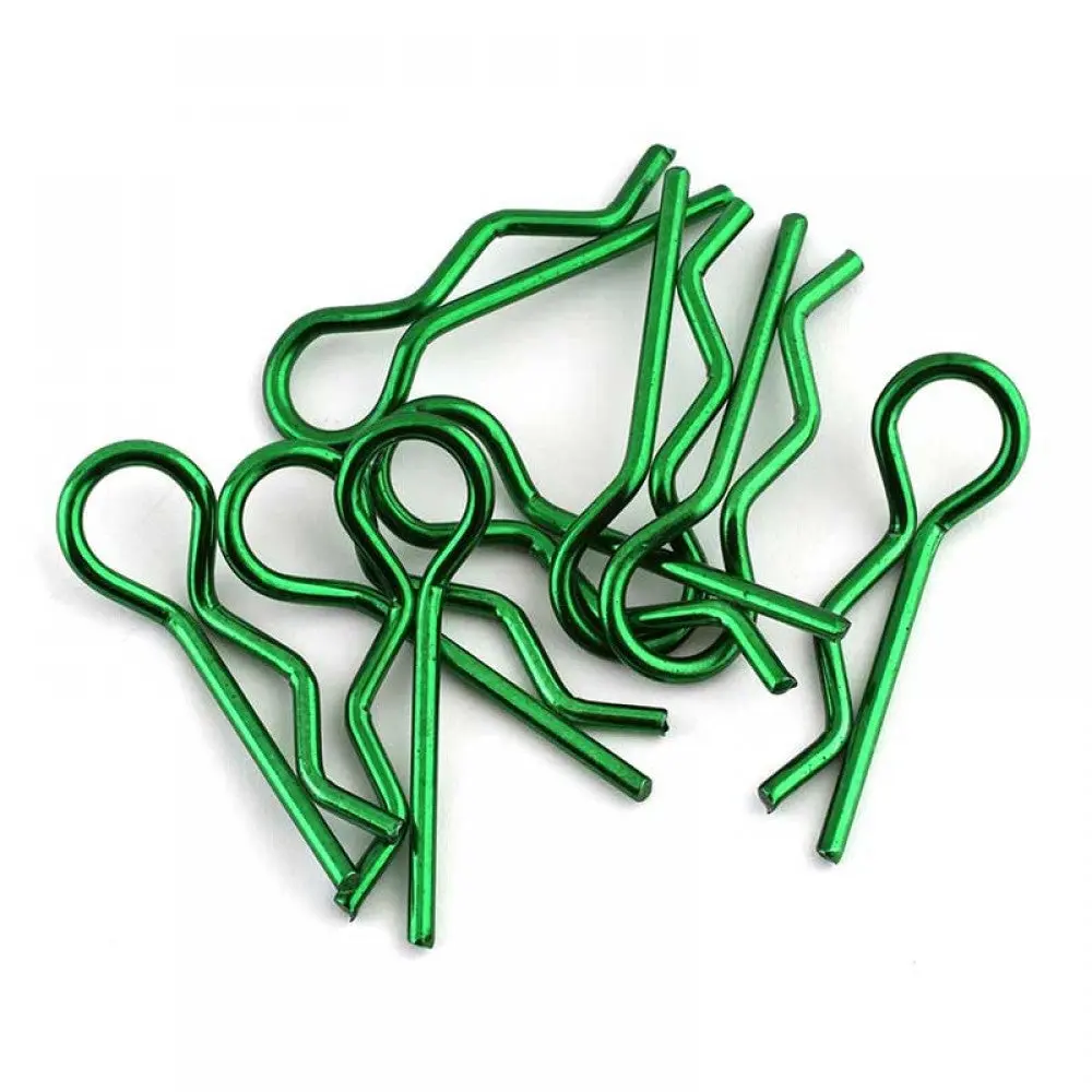 Rct 1:10 Green Metallic Body Clips 10Pcs - Rctel01004c1 1