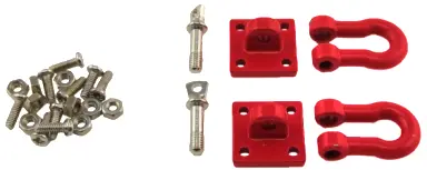Rct 1:10 Rc Metal Trailer Hook - Red 13.5X13.5X22mm 1/10 Crawler Scale Heavy Duty Shackle W/Mounting Bracket (Red) - Rctel01017 1