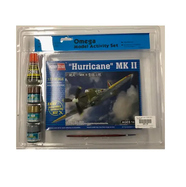 Omega Hurricane Mkii 1:72 Starter Set W/ Glue, Paints & Brush - Om33003 1