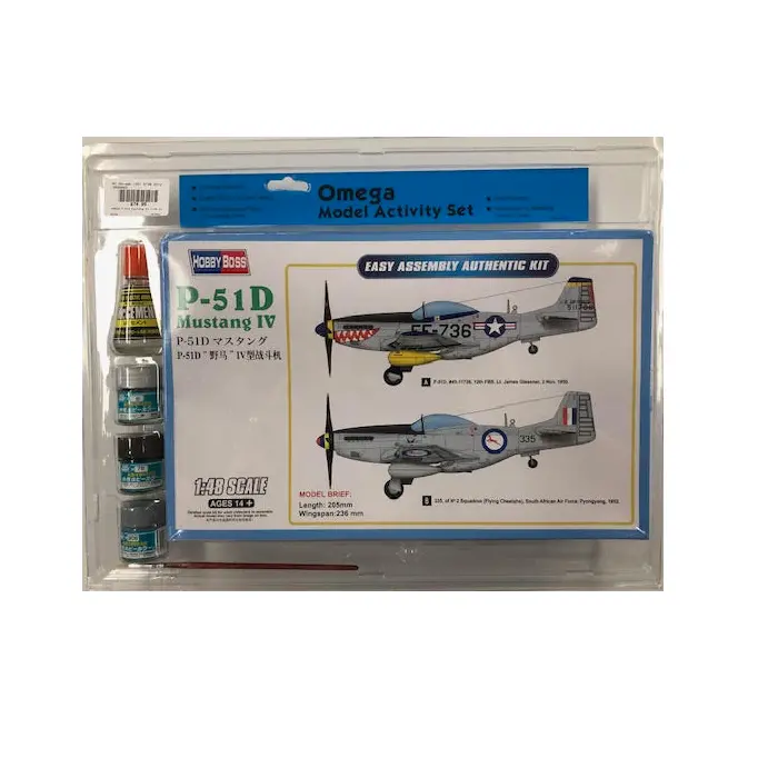Omega P-51D Mustang Iv 1:48 Starter Set W/ Glue, Paints & Brush - Om36004 1