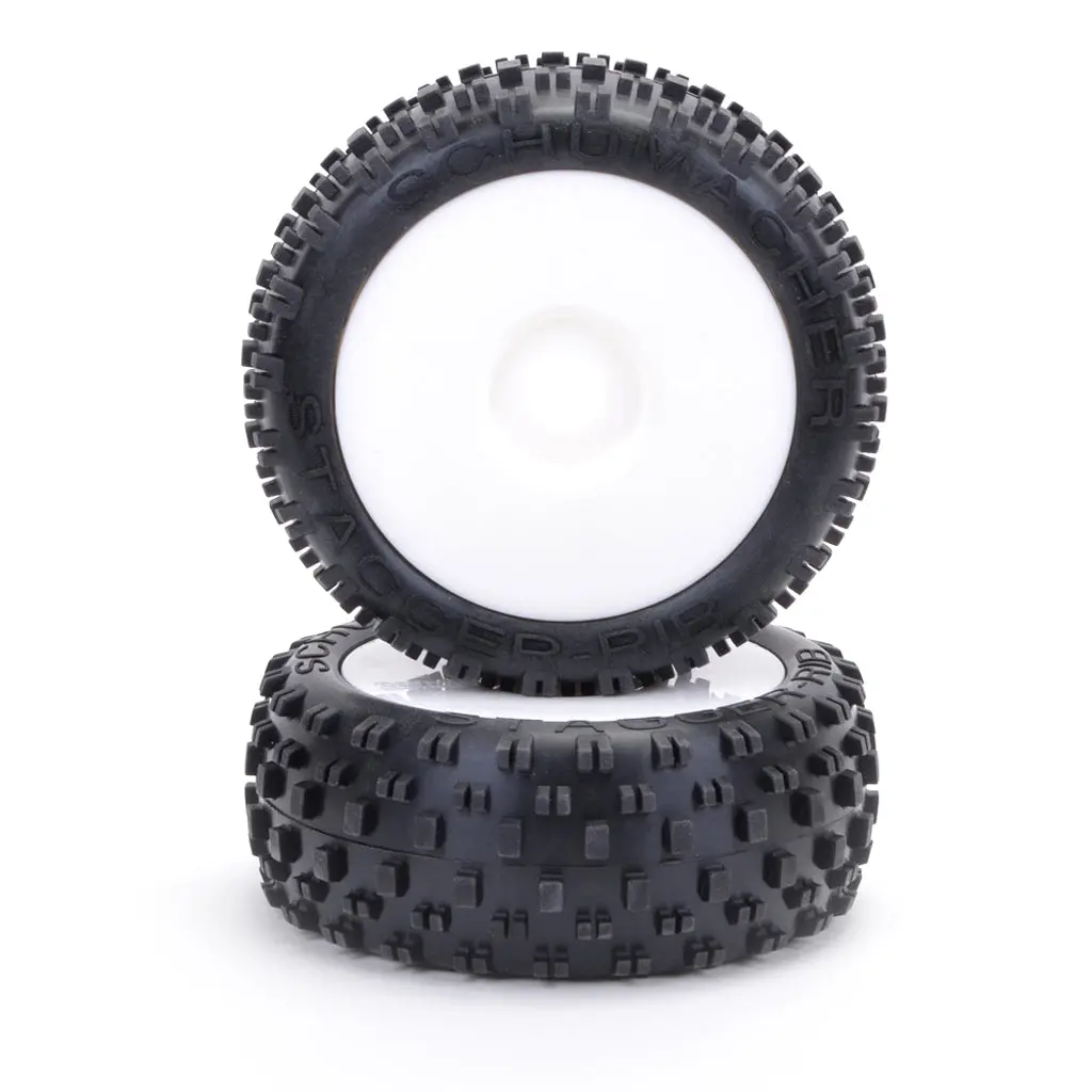 Stagger Rib Yellow Pre-Glued 1/8Th Buggy Tyres - 1Pr 1
