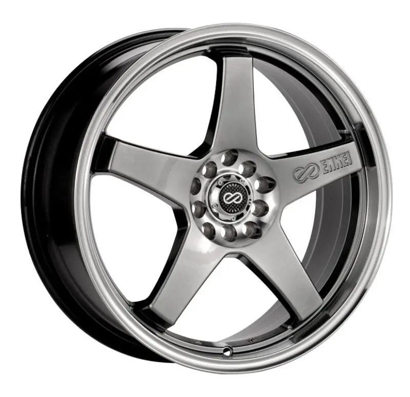 Enkei Ev5 17X7 5X100/114.3 38Mm Offset 72.6 Bolt Diameter Hyper Black W/ Machined Lip Wheel 1