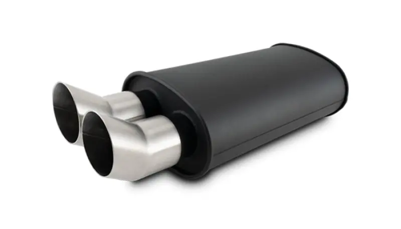 Vibrant Flat Blk Muffler 9X5x15in Body 3In Inlet Id 3In Tip Od W/Dual Dtm Cut Tips 1