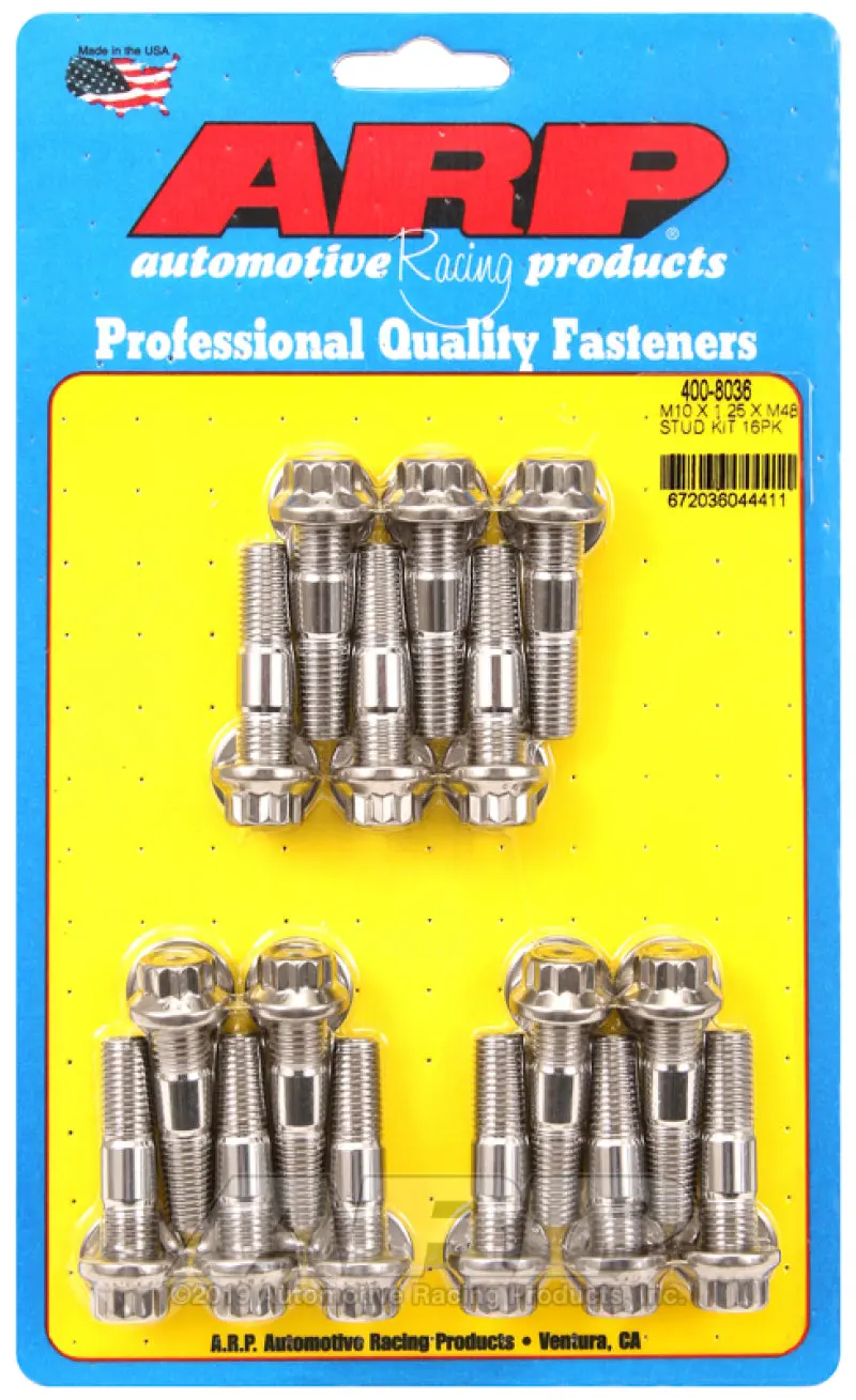 Arp M10 X 1.25 X 48 Stainless Steel 12Pt Broached Stud Kit (16/Pkg) 1