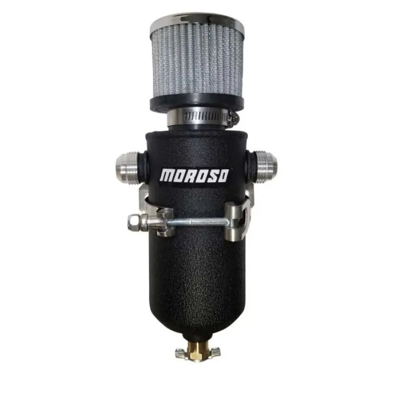 Moroso 10An Male Fittings Catch Can Breather Tank - Black Powder Coat 1