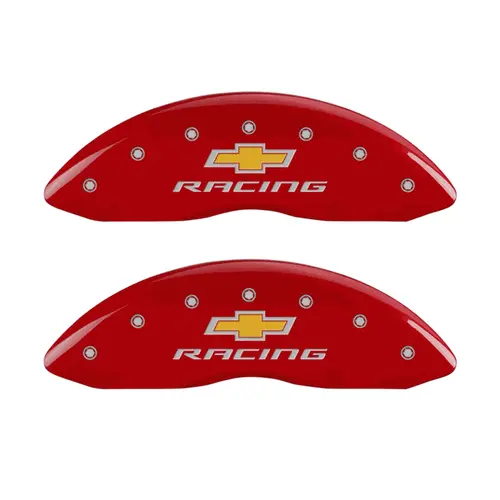 Mgp Caliper Covers Chevy Racing Logo Red Finish Silver & Yellow Characters (10-15 Camaro) 14033Sbrcrd 1
