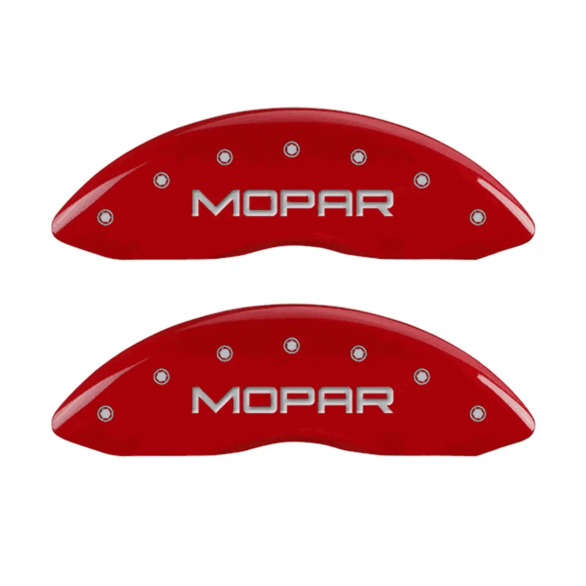 Mgp Caliper Covers Mopar Logo Red Finish Silver Character (05-10 Charger/09-10 Challenger) 12005Smoprd 1