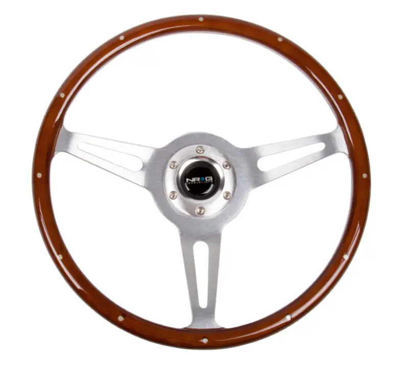 Nrg Classic Wood Grain Steering Wheel (365Mm) Wood W/Metal Inserts & Brushed Alum. 3-Spoke Center 1