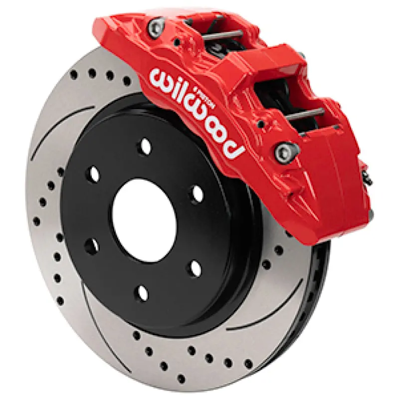 Wilwood 10-18 Ford F-150 Aero6-Dm Front Brake Kit - Drilled Rotors (Red) 1