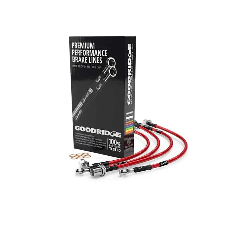 Goodridge 2005+ Audi A4 All Models Stainless Steel Brake Lines - Red 1