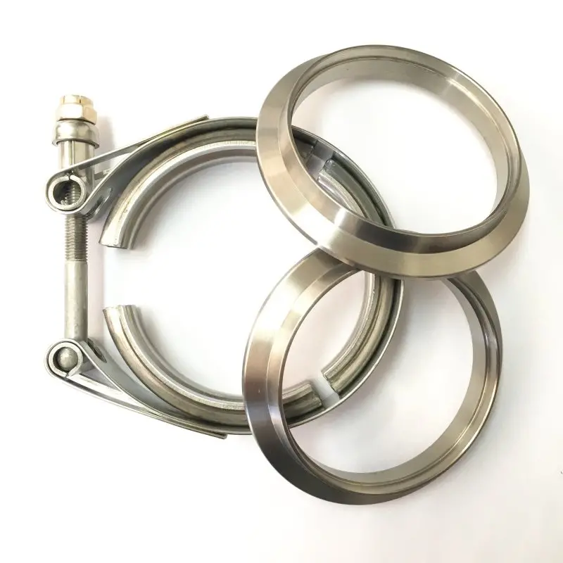 Ticon Industries 3.0In Titanium V-Band Clamp Assembly (2 Flanges/1 Clamp) 1
