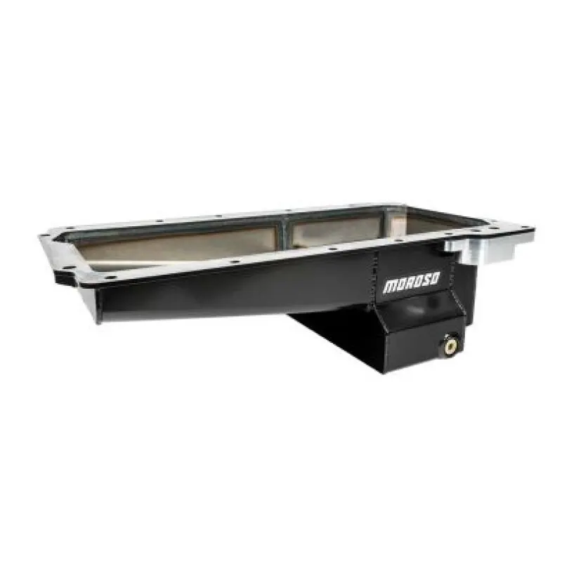 Moroso Gm Ls Swap (W/Rear Sump/Spin-On Filter Adapter) Wet Sump 7Qt 6In Angled Steel Oil Pan - Black 1